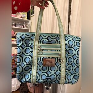 Coach Poppy Blue Op Art C 3D Shoulder Tote Bag